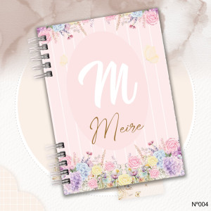 Agenda Candy Floral – Letra Nome - Rosa